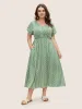 Boho Print Overlap Collar Dolman Sleeve Dress sold by Bloomchic