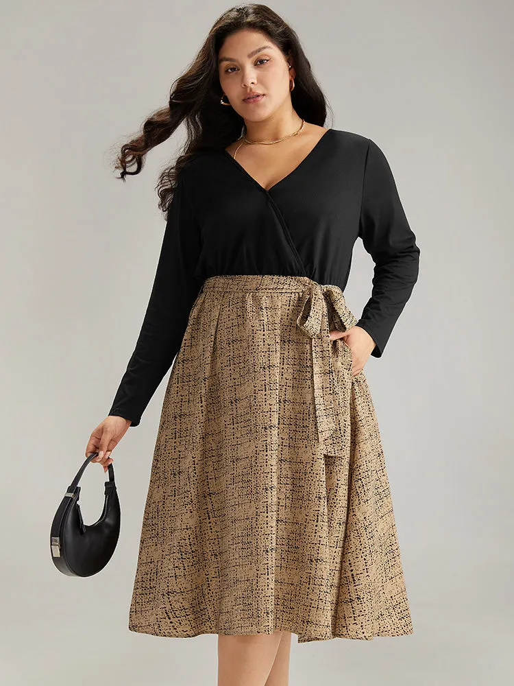 Patchwork Pocket Belted Long Sleeve Dress sold by Bloomchic product image thumbnail 5