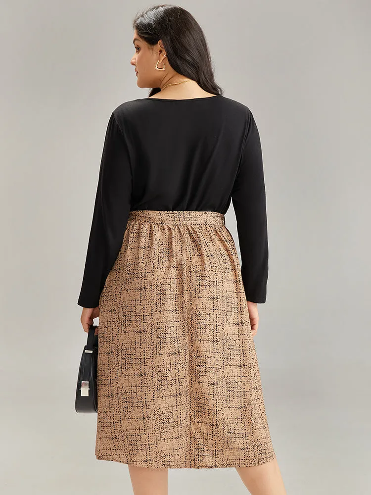 Patchwork Pocket Belted Long Sleeve Dress sold by Bloomchic product image thumbnail 2