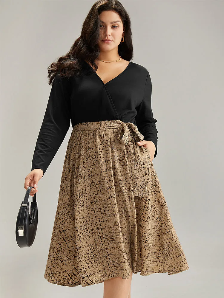 Patchwork Pocket Belted Long Sleeve Dress sold by Bloomchic product image thumbnail 3
