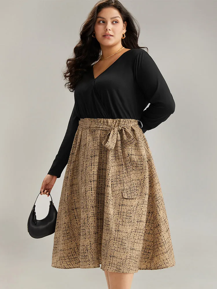Patchwork Pocket Belted Long Sleeve Dress sold by Bloomchic product image thumbnail 4