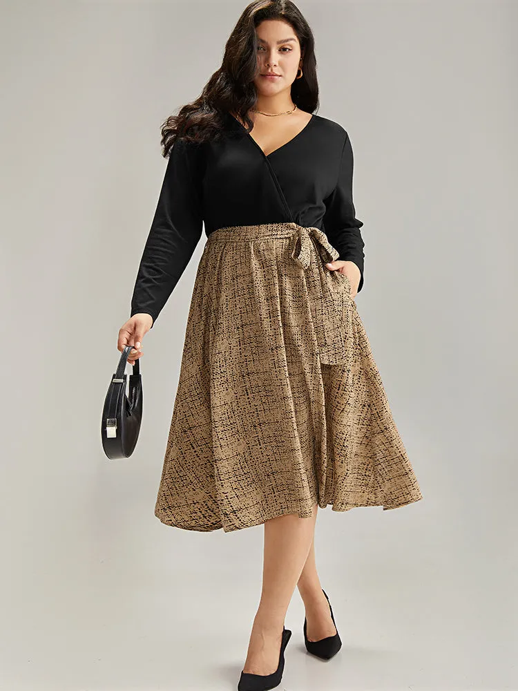 Patchwork Pocket Belted Long Sleeve Dress sold by Bloomchic