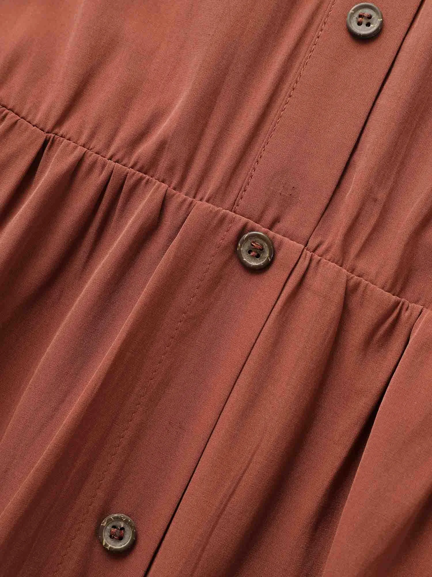 Solid Notched Collar Lantern Sleeve Dress sold by Bloomchic product image thumbnail 5
