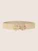 Flower Metal Buckle Detail Elastic Weave Belt sold by Bloomchic