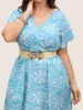 Flower Metal Buckle Detail Elastic Weave Belt sold by Bloomchic