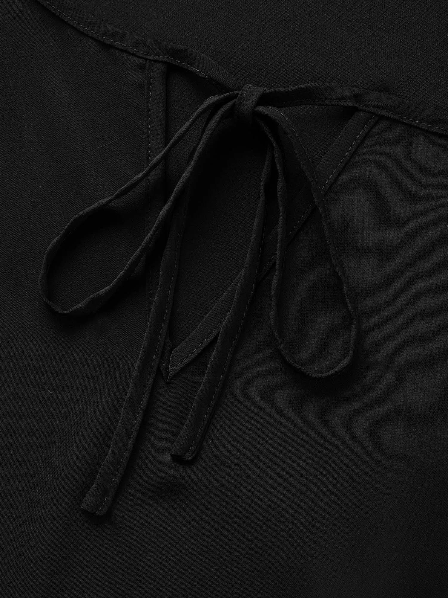 Jacquard Patchwork Tie Knot Raglan Sleeve Blouse sold by Bloomchic product image thumbnail 5