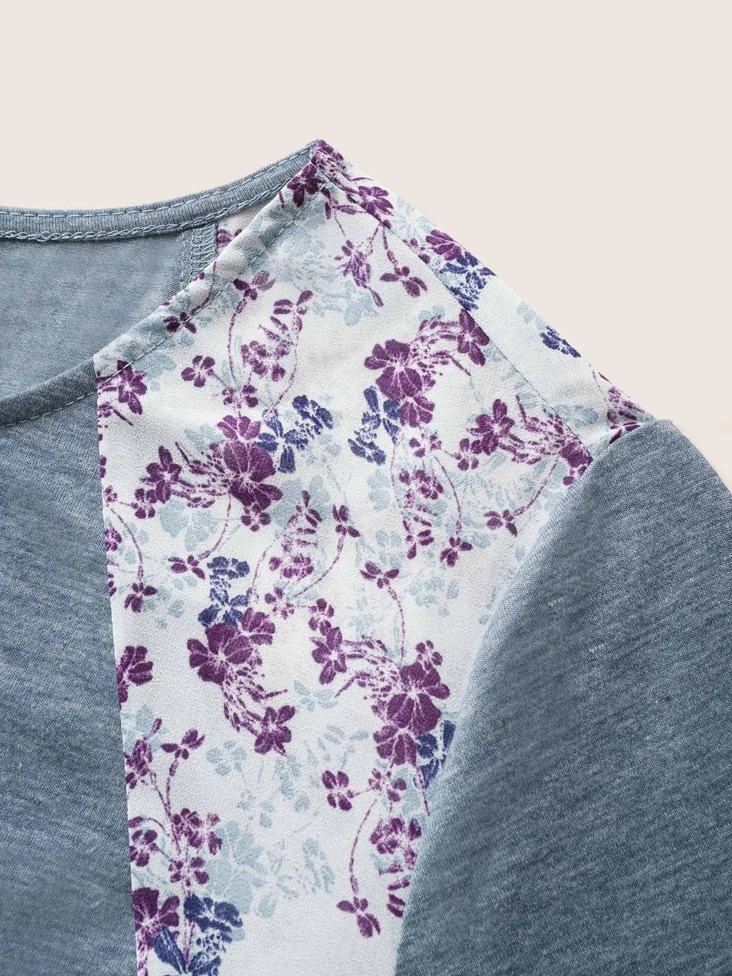Ditsy Floral Patchwork High Low Hem T-shirt sold by Bloomchic product image thumbnail 5