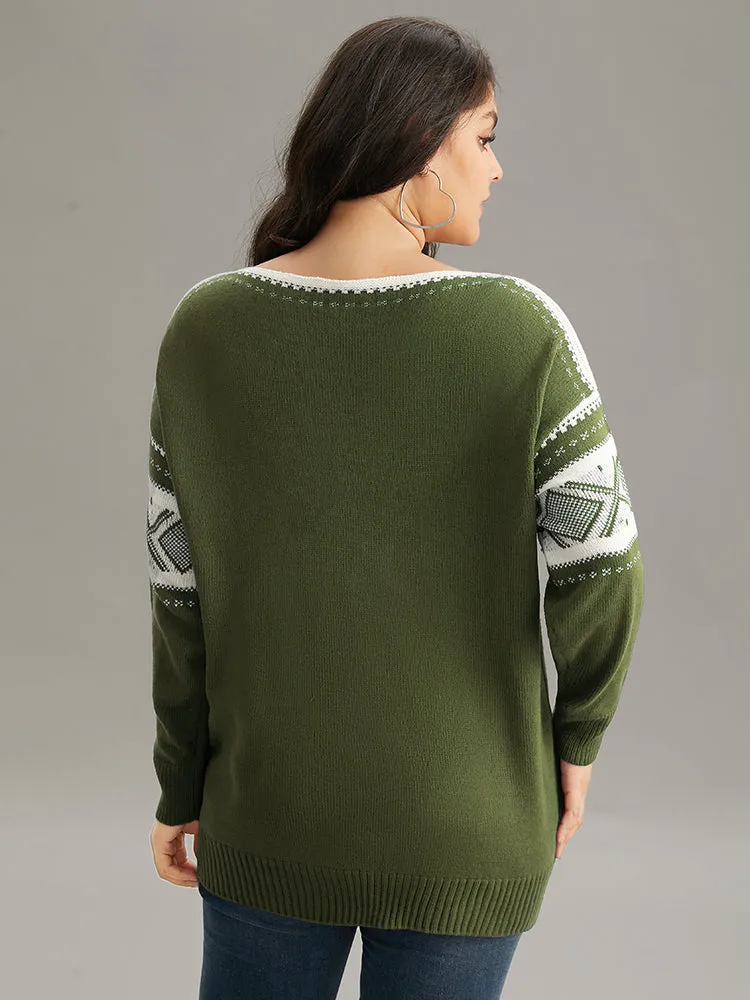 Bandana Print Boat Neck Drop Shoulder Pullover sold by Bloomchic product image thumbnail 4