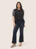 Plaid Patchwork Flounce Lantern Sleeve T-shirt sold by Bloomchic