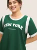Contrast Letter Print Round Neck T-shirt sold by Bloomchic