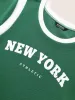 Contrast Letter Print Round Neck T-shirt sold by Bloomchic