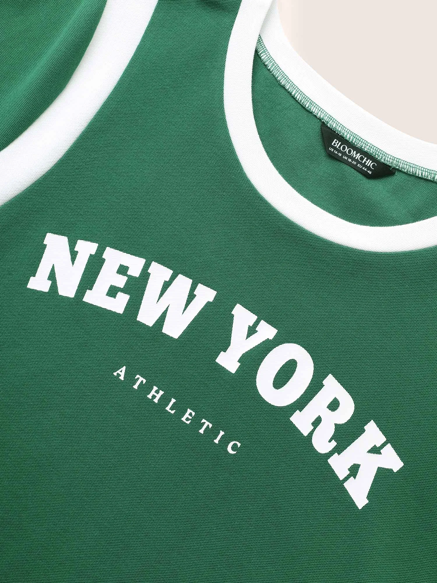 Contrast Letter Print Round Neck T-shirt sold by Bloomchic product image thumbnail 5