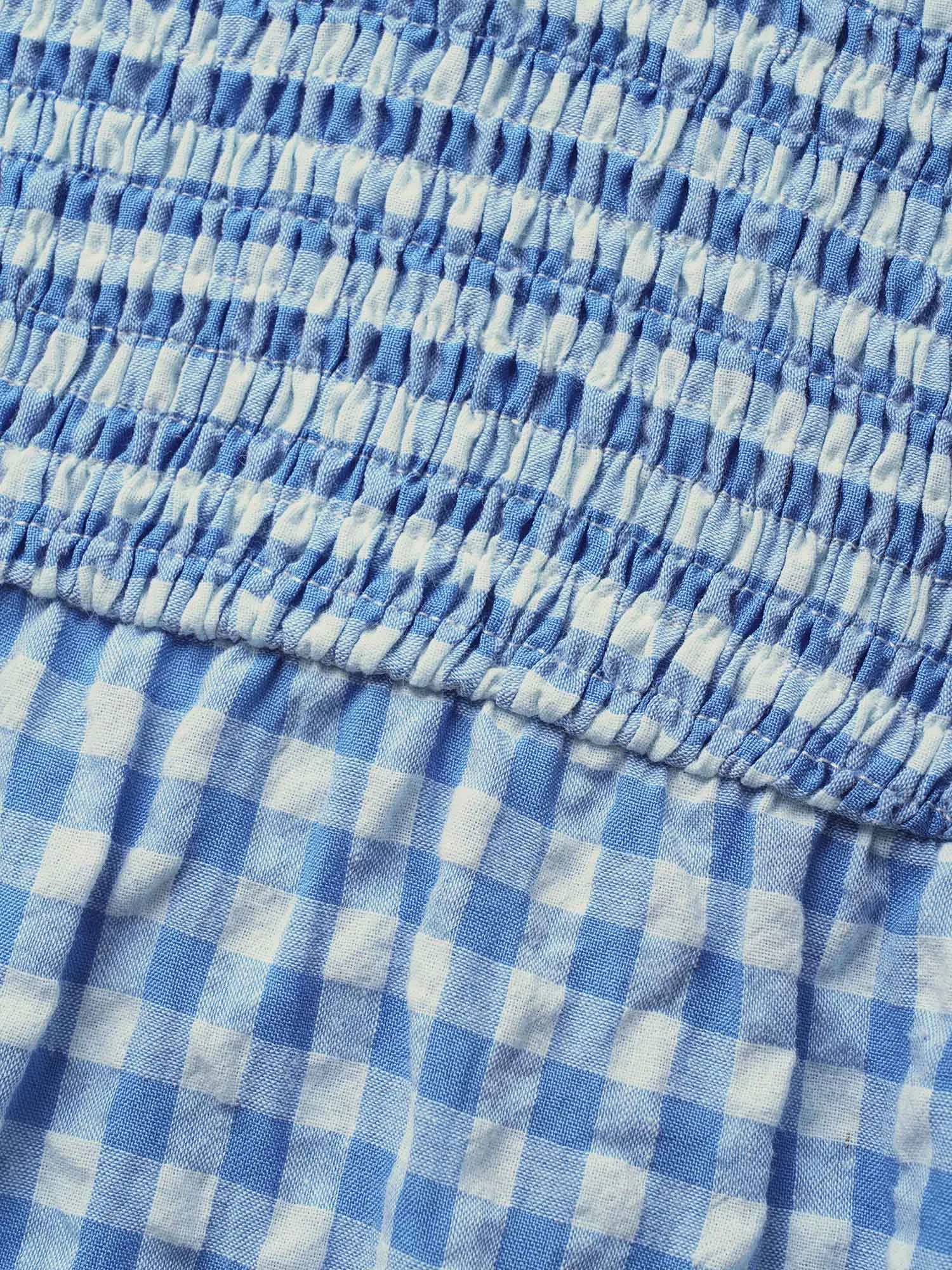 Square Neck Gingham Shirred Frill Trim Dress sold by Bloomchic product image thumbnail 5