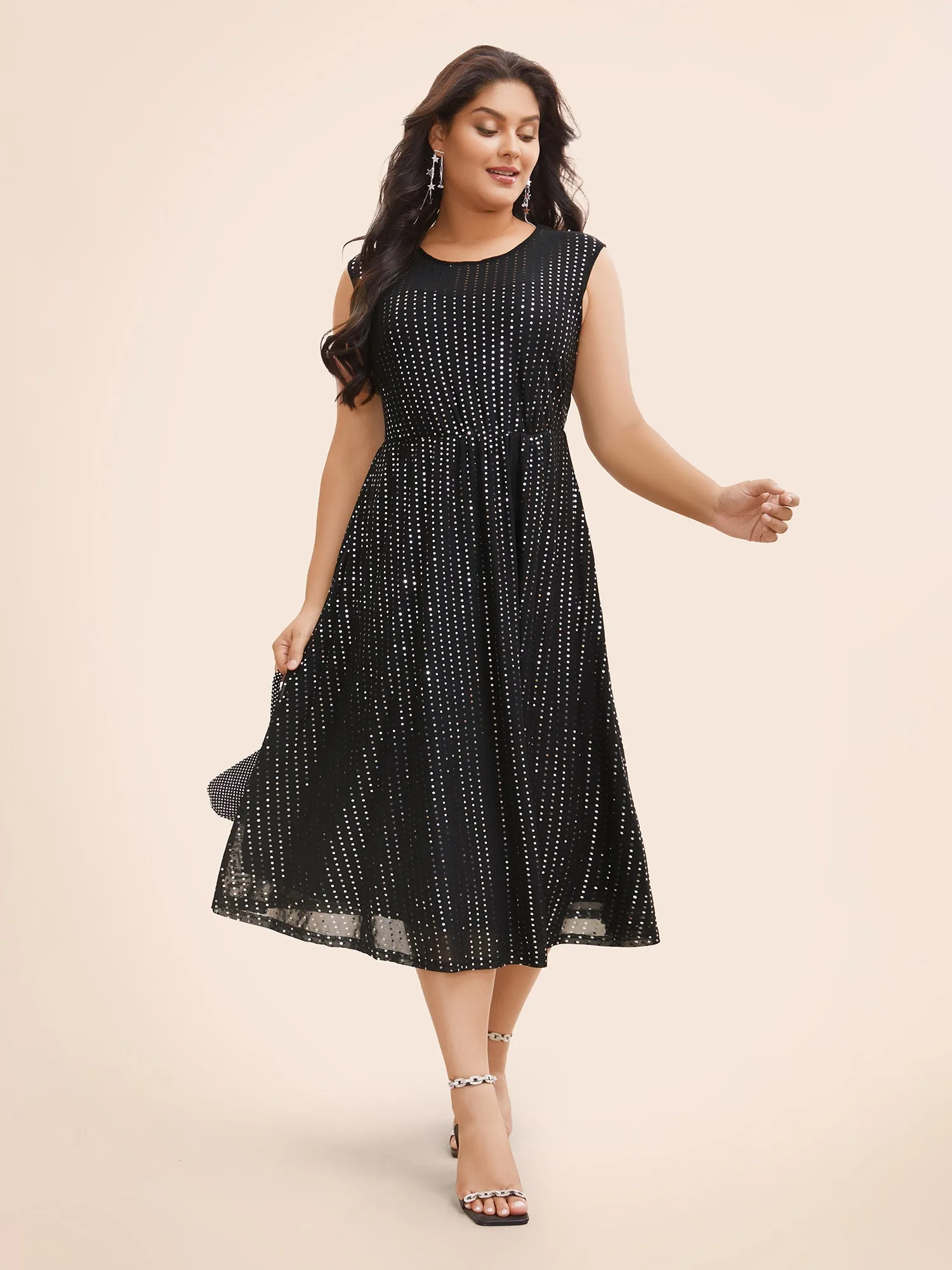 Round Neck Sequin Mesh Tank Dress sold by Bloomchic product image thumbnail 2