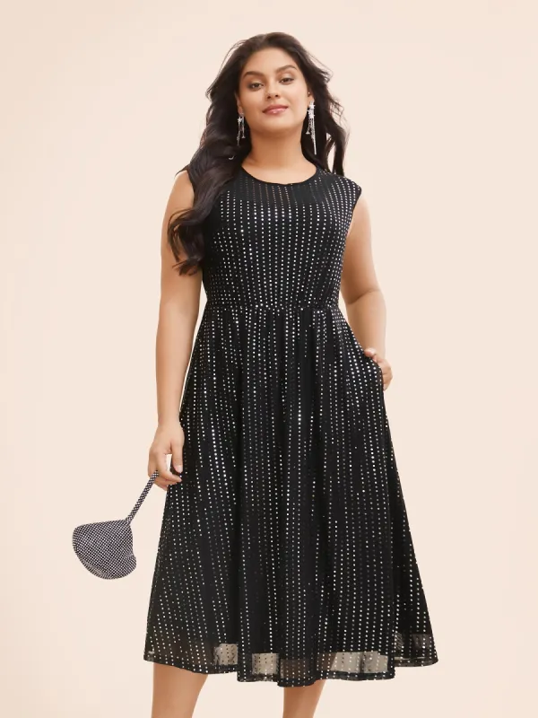 Round Neck Sequin Mesh Tank Dress sold by Bloomchic