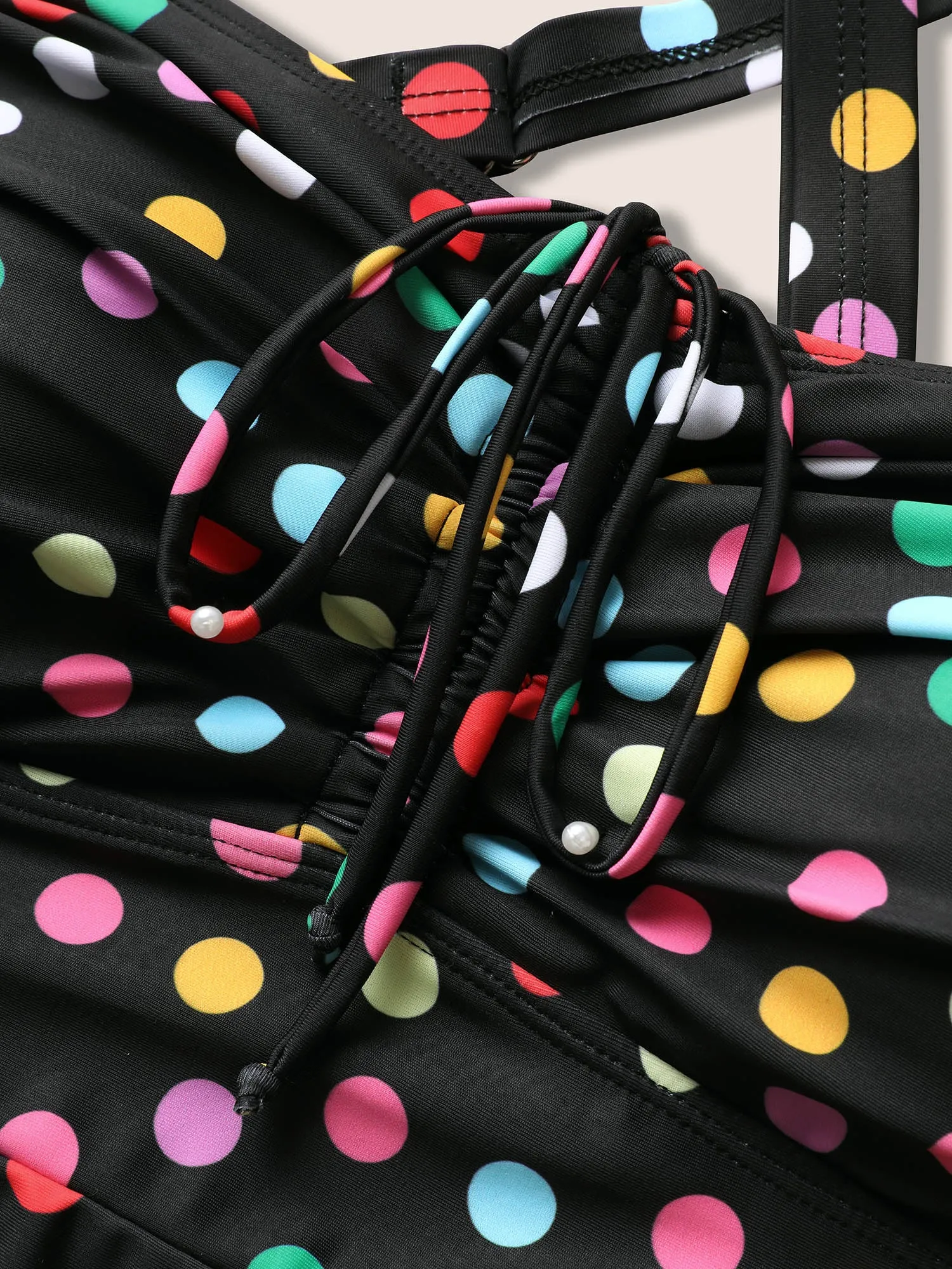 Colored Polka Dot Ties Ruched One Piece Swimsuit sold by Bloomchic product image thumbnail 5