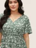 Ditsy Floral Elastic Waist Wrap Asymmetrical Hem Blouse sold by Bloomchic