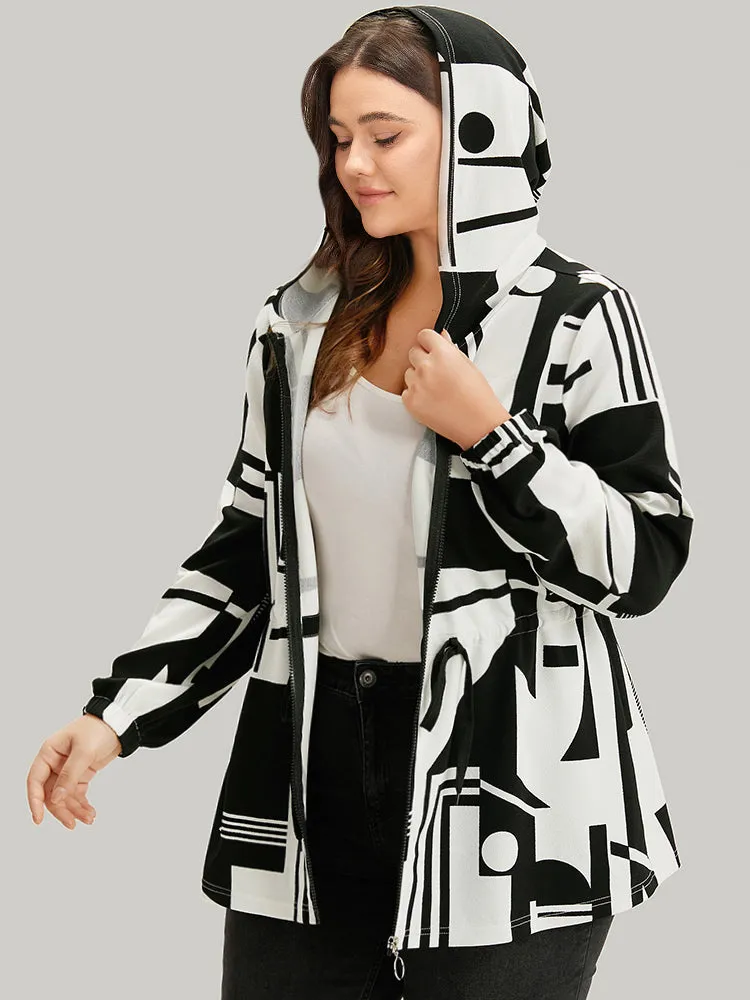 Halloween Geometric Print Drawstring Zipper Hooded Knot Jacket sold by Bloomchic product image thumbnail 5