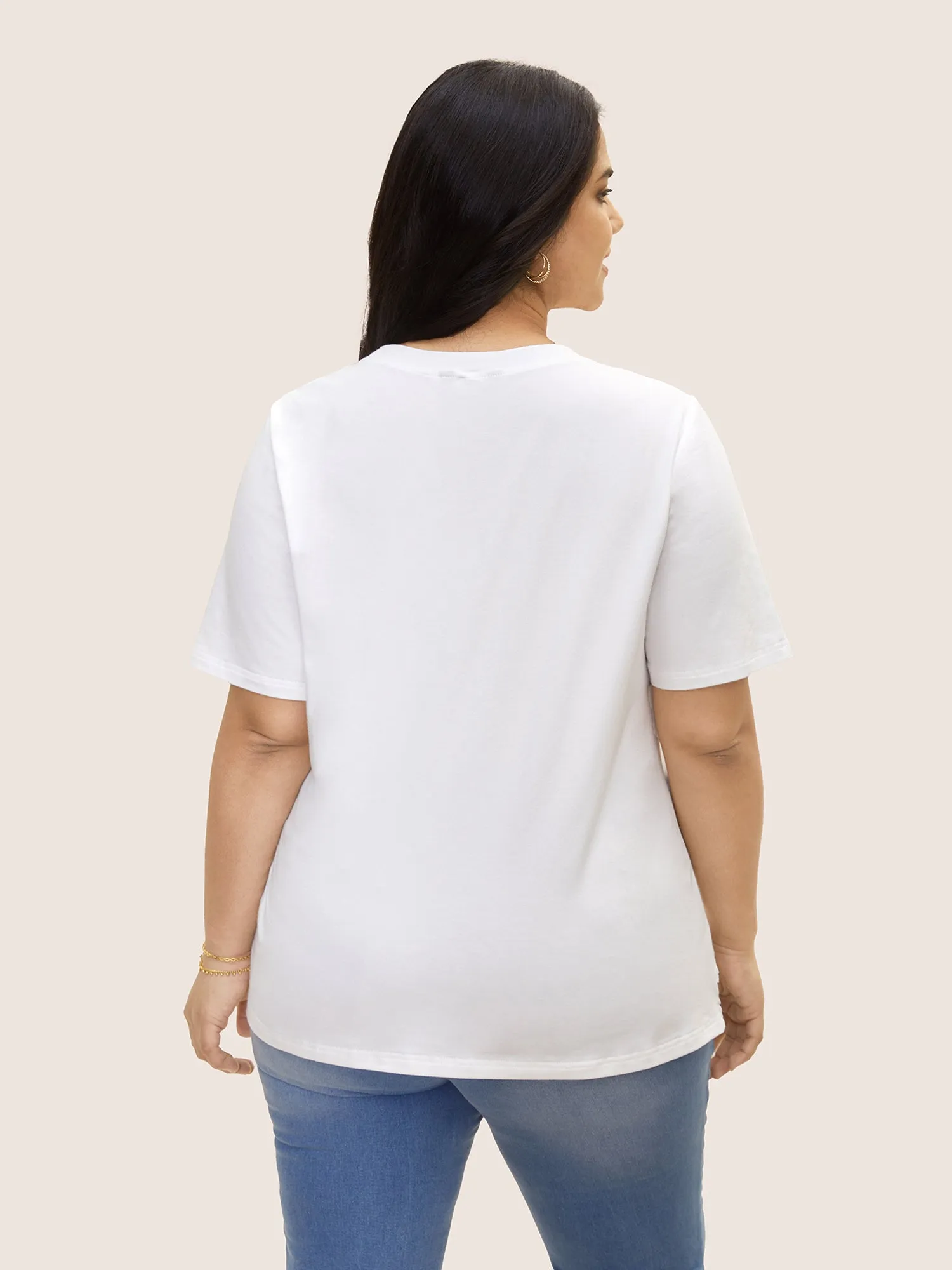 Crew Neck Flower Lace Patchwork T-shirt sold by Bloomchic product image thumbnail 2