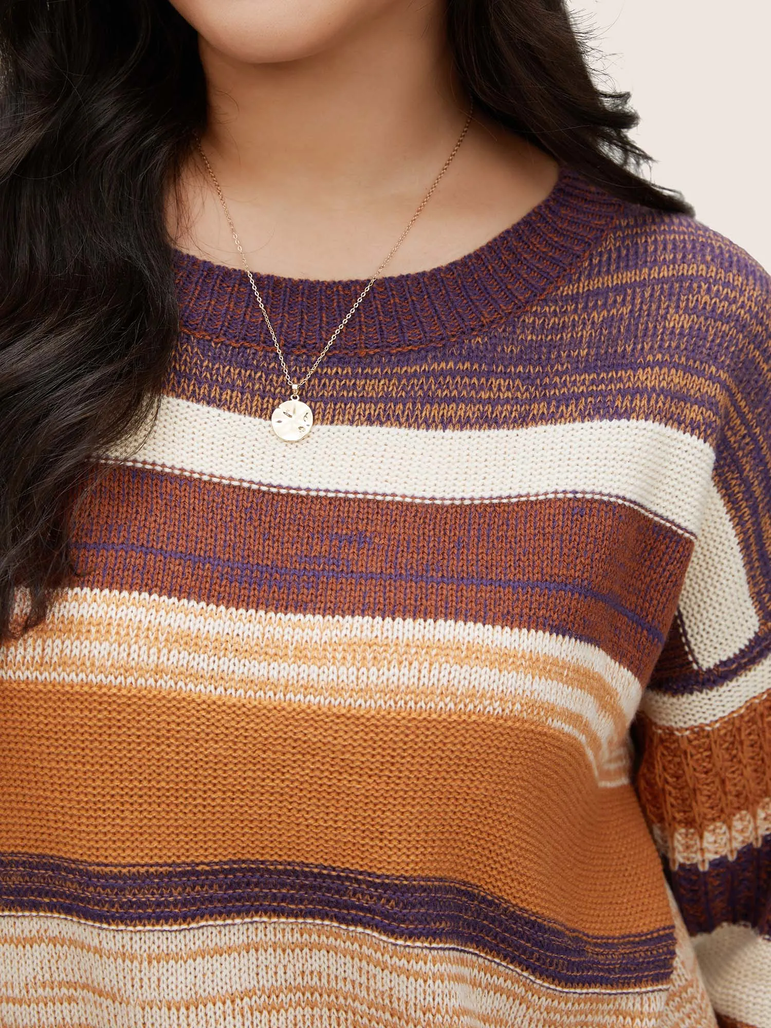 Colorblock Heather Drop Shoulder Loose Pullover sold by Bloomchic product image thumbnail 5