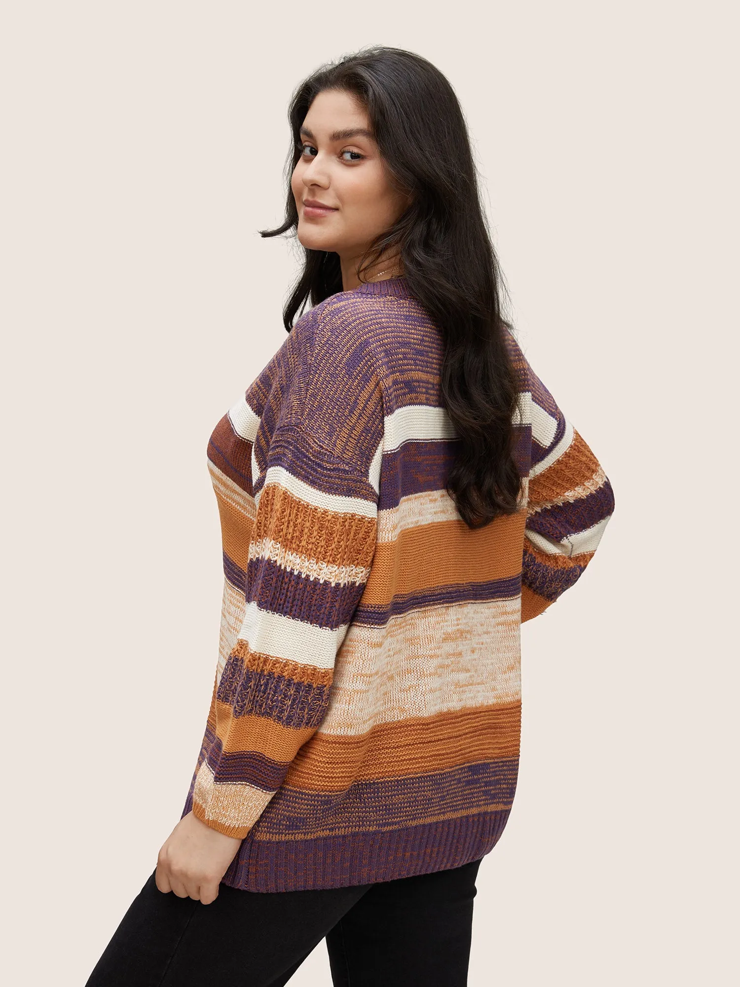 Colorblock Heather Drop Shoulder Loose Pullover sold by Bloomchic product image thumbnail 2