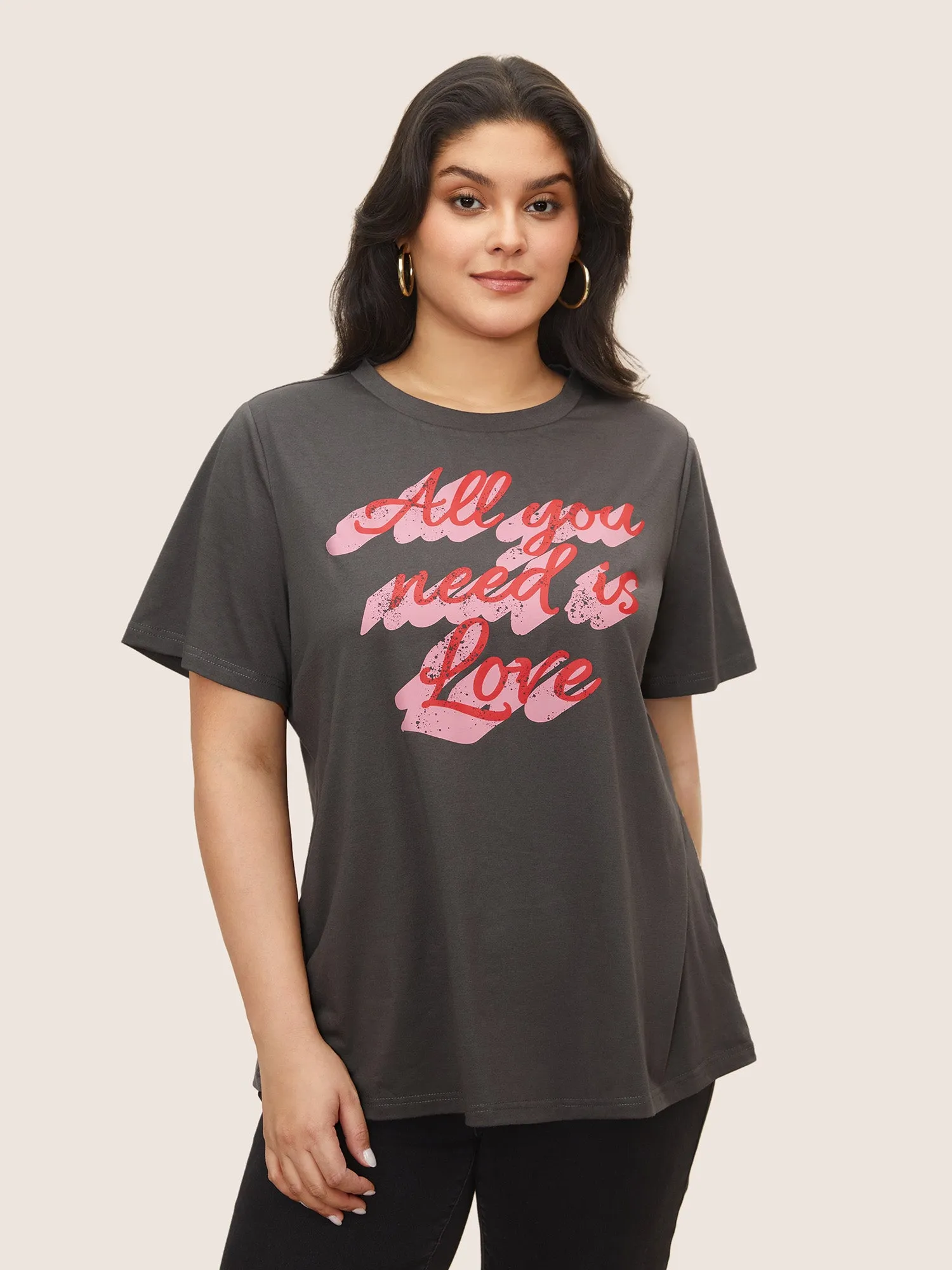 Positive Slogan Print Round Neck T-shirt sold by Bloomchic