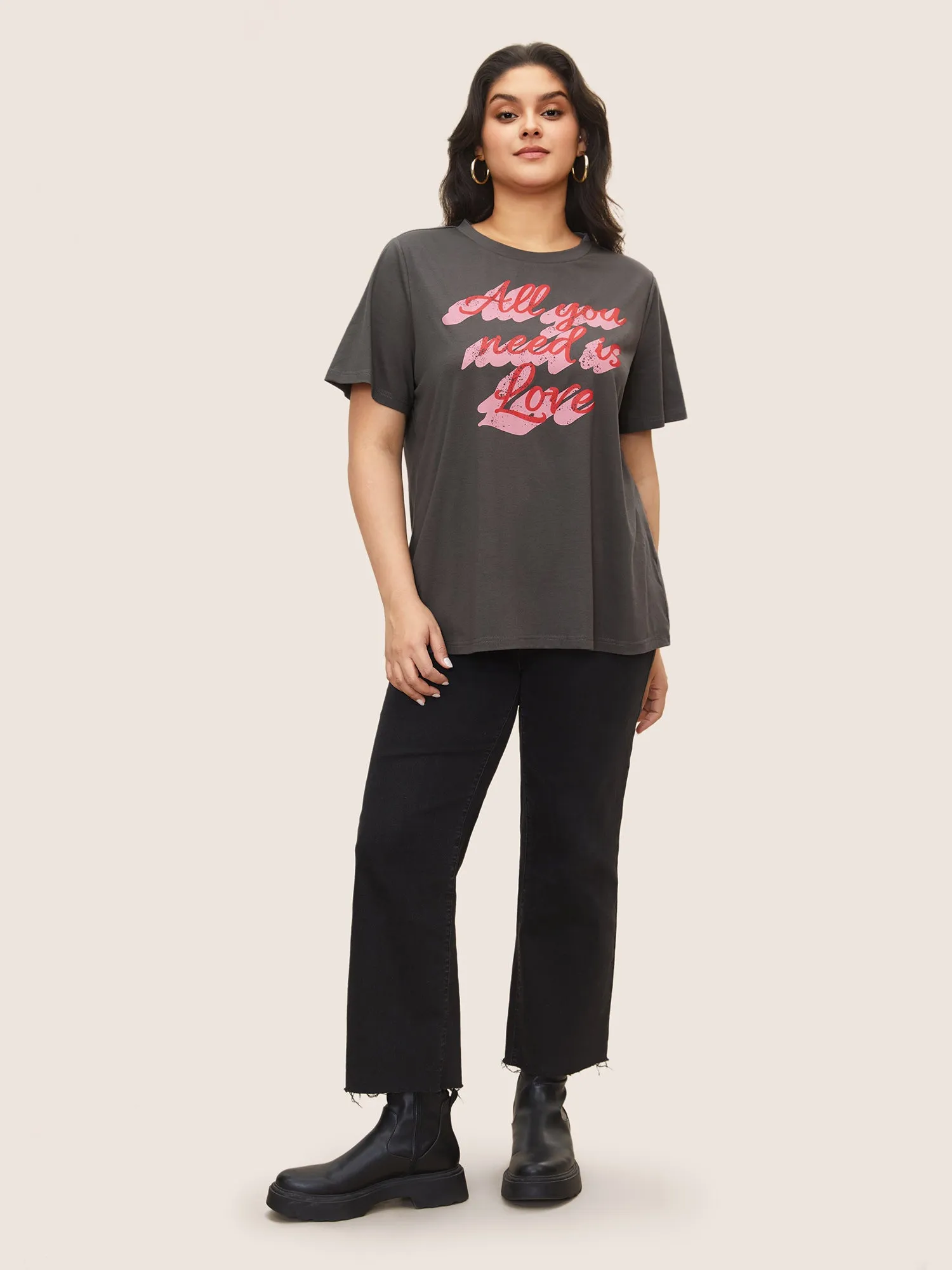 Positive Slogan Print Round Neck T-shirt sold by Bloomchic product image thumbnail 4