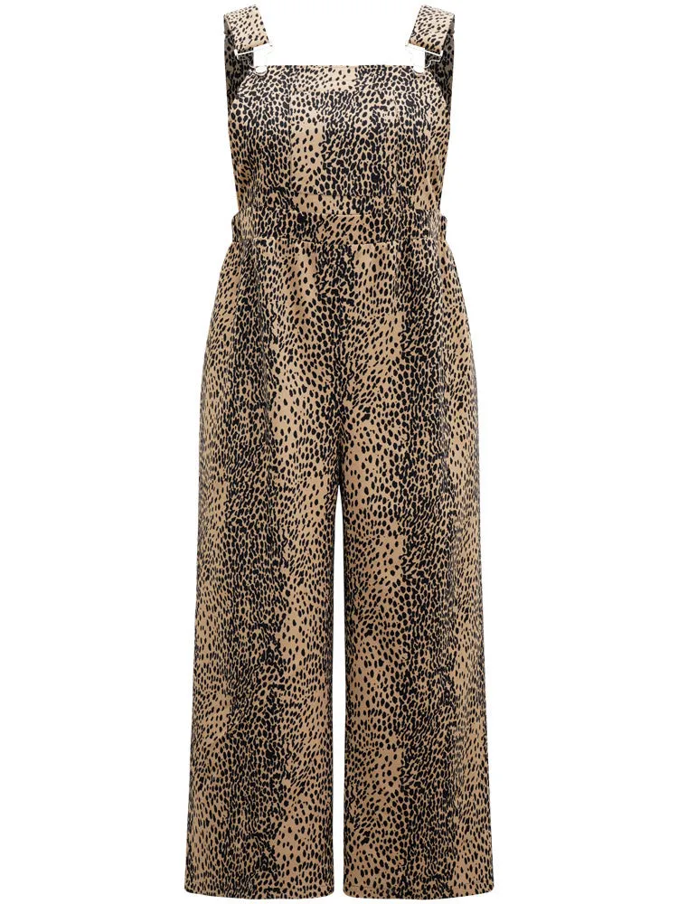 Leopard Adjustable Straps Patched Pocket Jumpsuit sold by Bloomchic product image thumbnail 5