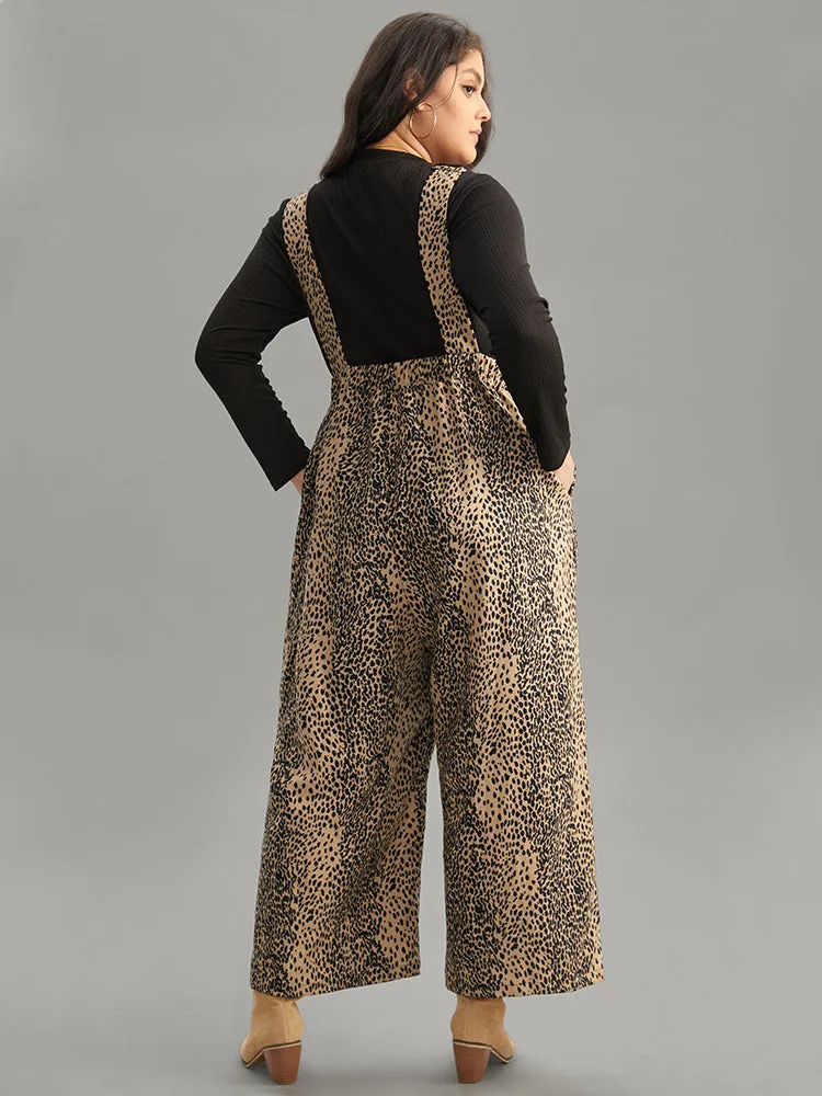 Leopard Adjustable Straps Patched Pocket Jumpsuit sold by Bloomchic product image thumbnail 2