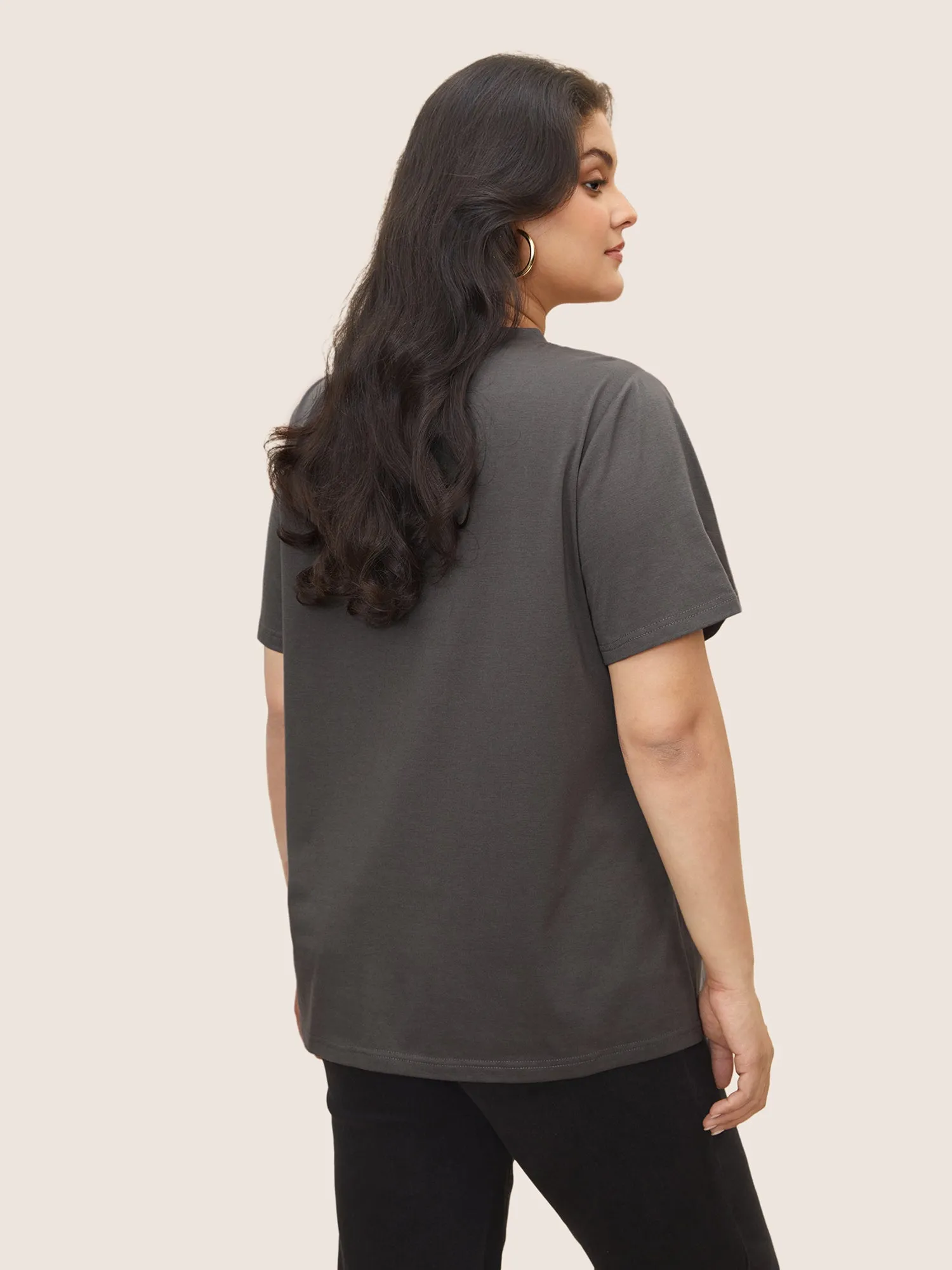 Positive Slogan Print Round Neck T-shirt sold by Bloomchic product image thumbnail 3