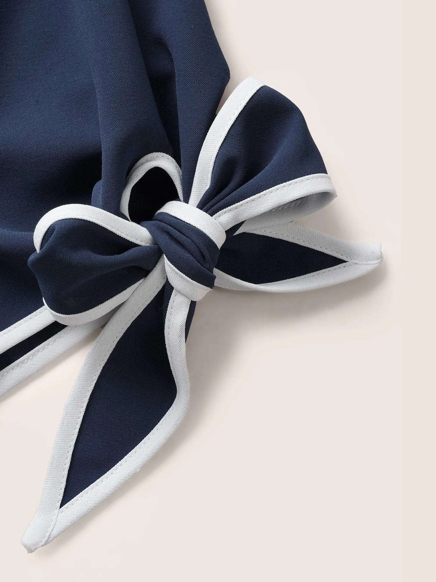 Contrast Trim Keyhole Tie Knot Blouse sold by Bloomchic product image thumbnail 5