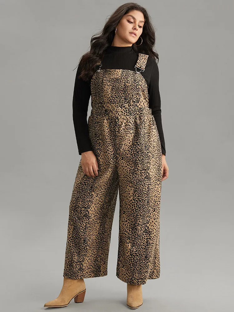 Leopard Adjustable Straps Patched Pocket Jumpsuit sold by Bloomchic product image thumbnail 3