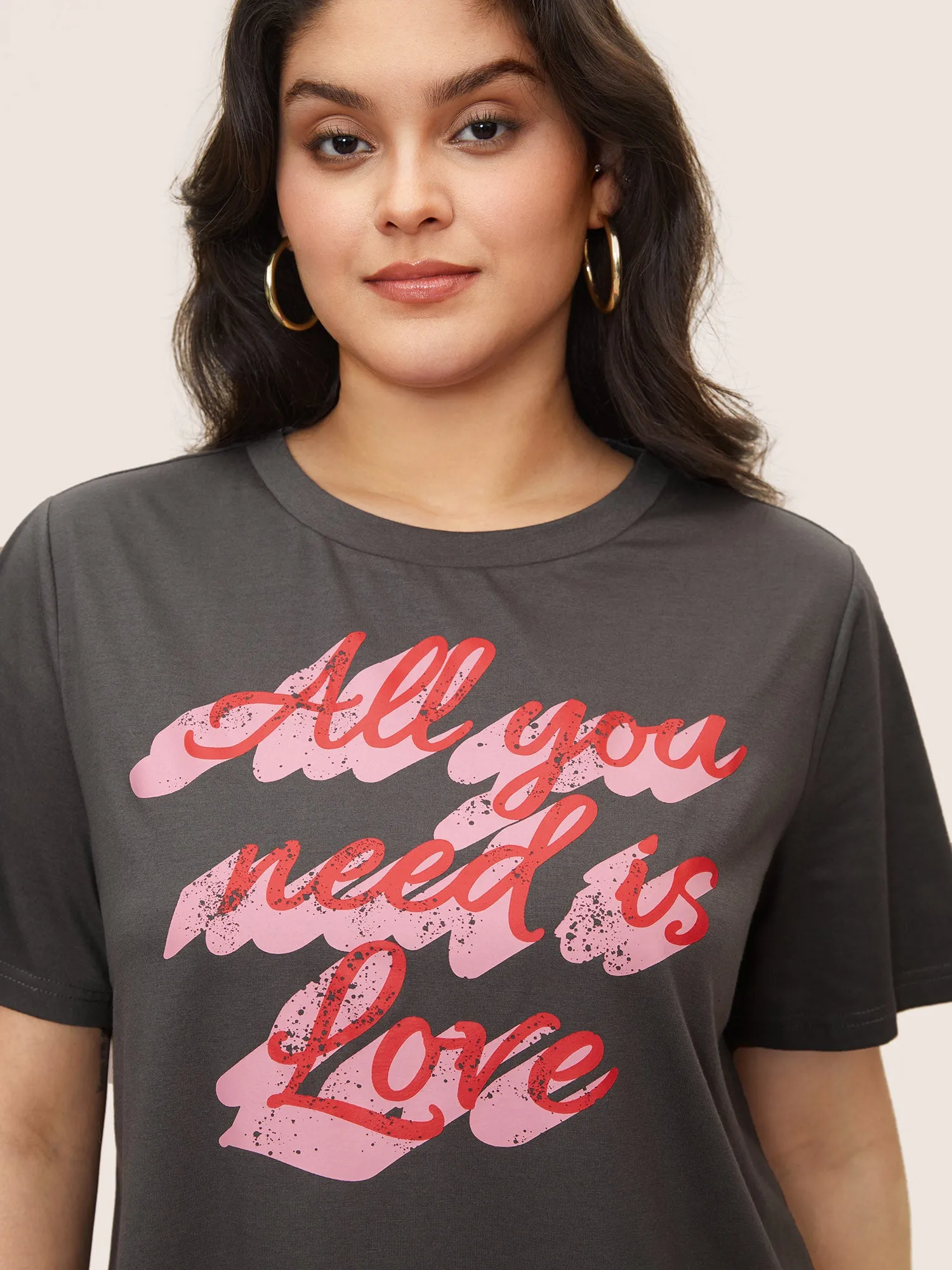 Positive Slogan Print Round Neck T-shirt sold by Bloomchic product image thumbnail 2