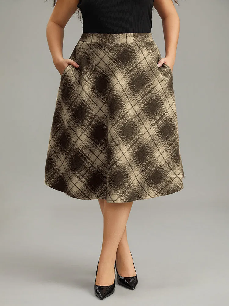 Plaid Pocket Elastic Waist Skirt sold by Bloomchic