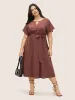 Anti-Wrinkle Keyhole Button Detail Belted Dress sold by Bloomchic