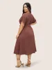 Anti-Wrinkle Keyhole Button Detail Belted Dress sold by Bloomchic