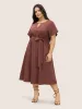 Anti-Wrinkle Keyhole Button Detail Belted Dress sold by Bloomchic
