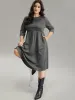Plain Textured Pocket Elastic Waist Gathered Dress sold by Bloomchic