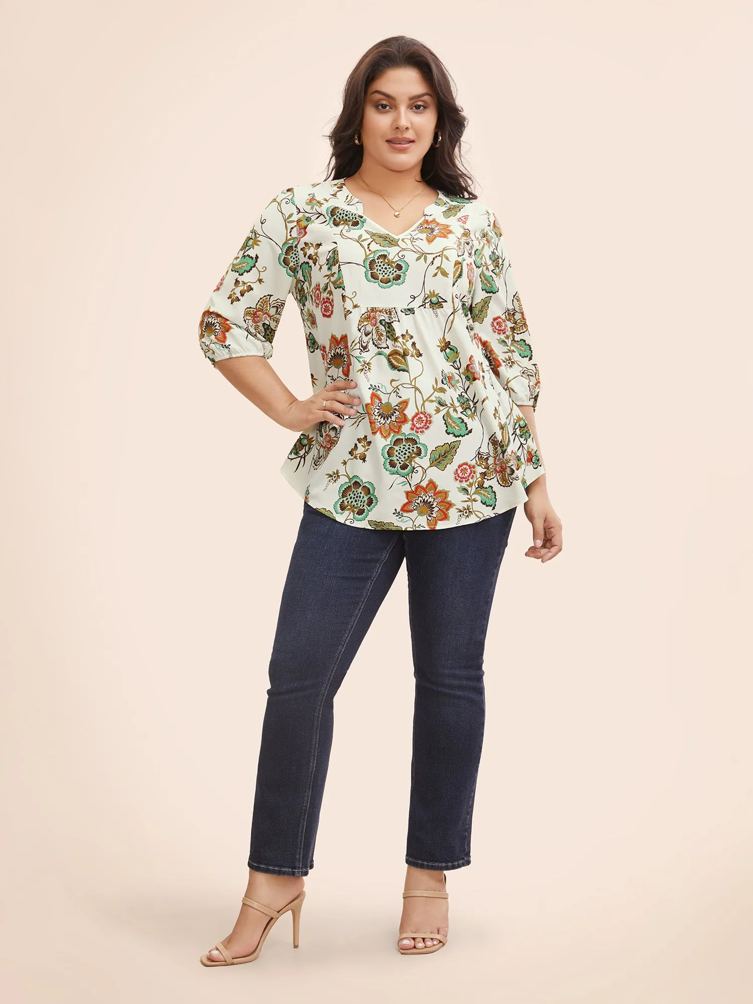 Bandana Floral Pocket Lantern Sleeve Blouse sold by Bloomchic product image thumbnail 2