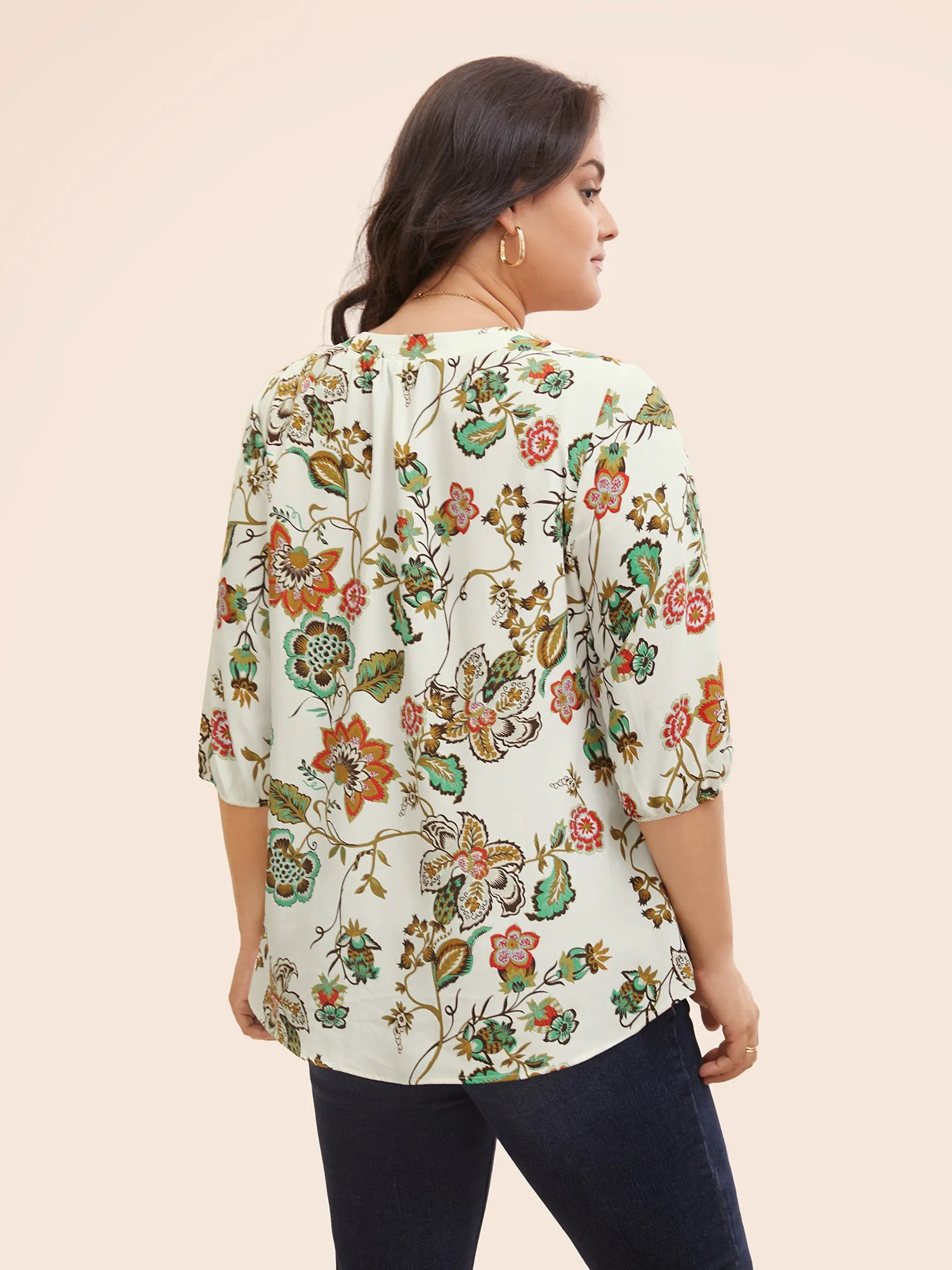 Bandana Floral Pocket Lantern Sleeve Blouse sold by Bloomchic product image thumbnail 4