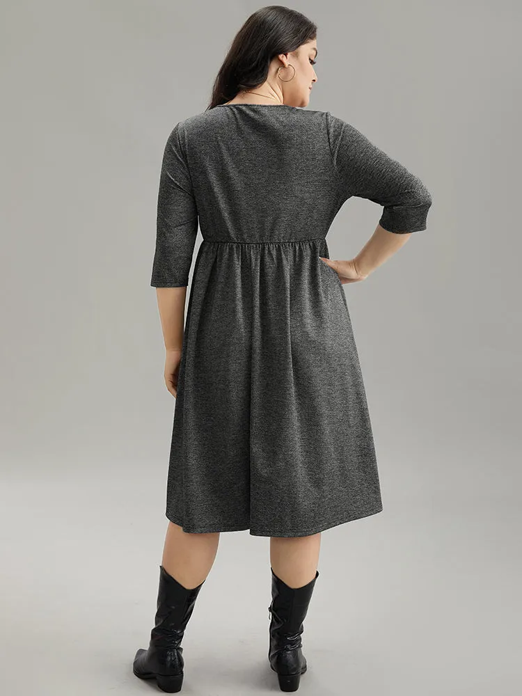 Plain Textured Pocket Elastic Waist Gathered Dress sold by Bloomchic product image thumbnail 3