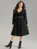 Plain Gathered Texture Shirred Elastic Waist Dress sold by Bloomchic