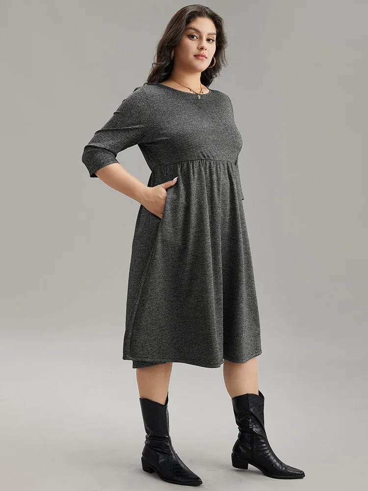 Plain Textured Pocket Elastic Waist Gathered Dress sold by Bloomchic product image thumbnail 4