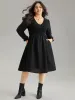 Plain Gathered Texture Shirred Elastic Waist Dress sold by Bloomchic