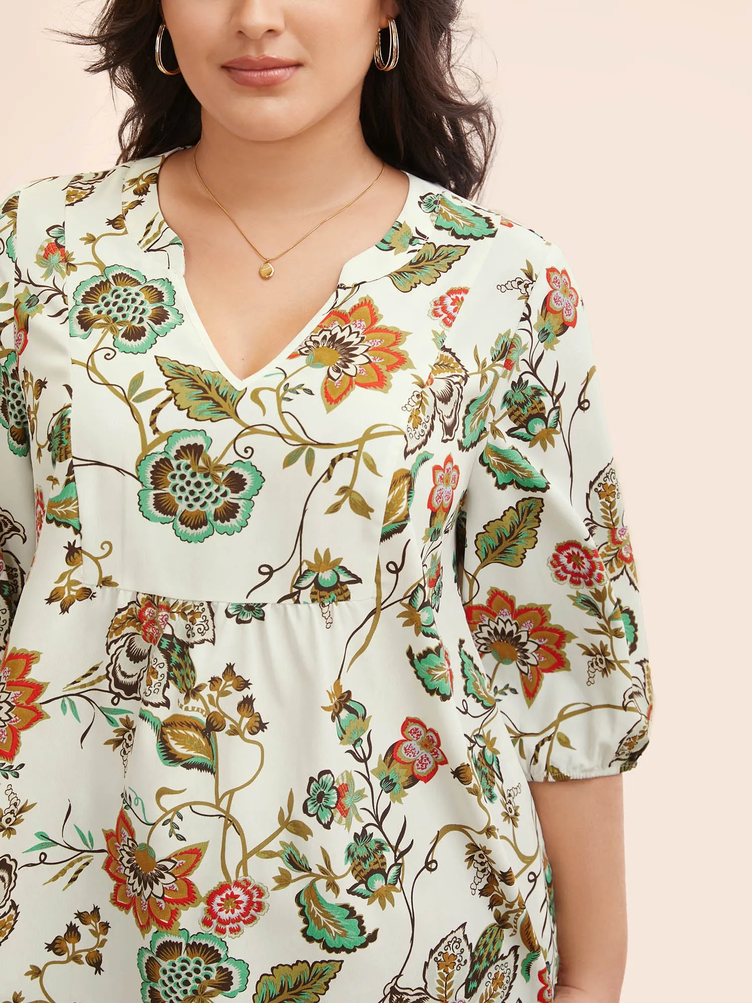 Bandana Floral Pocket Lantern Sleeve Blouse sold by Bloomchic product image thumbnail 5