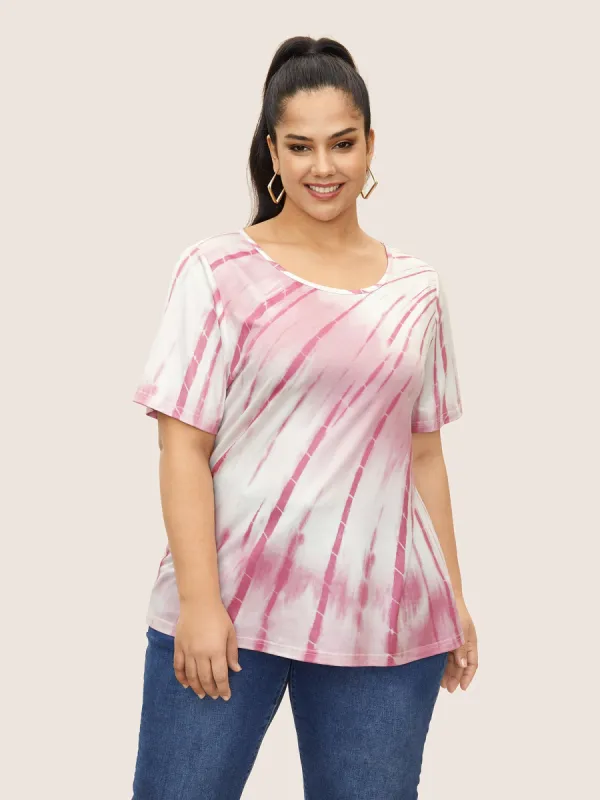 Ombre Tie Dye Round Neck T-shirt sold by Bloomchic
