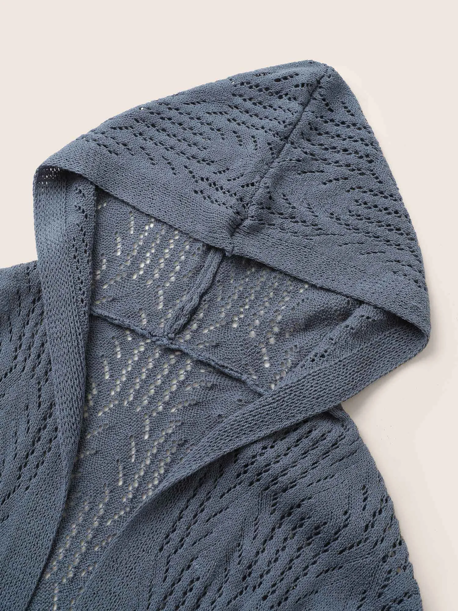 Solid Hollow Out Hooded Cardigan sold by Bloomchic product image thumbnail 5