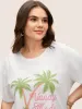 Cotton Vacation Tropical Print Round Neck T-shirt sold by Bloomchic