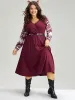 Christmas Waffle Knit Patchwork Wrap Pocket Dress sold by Bloomchic