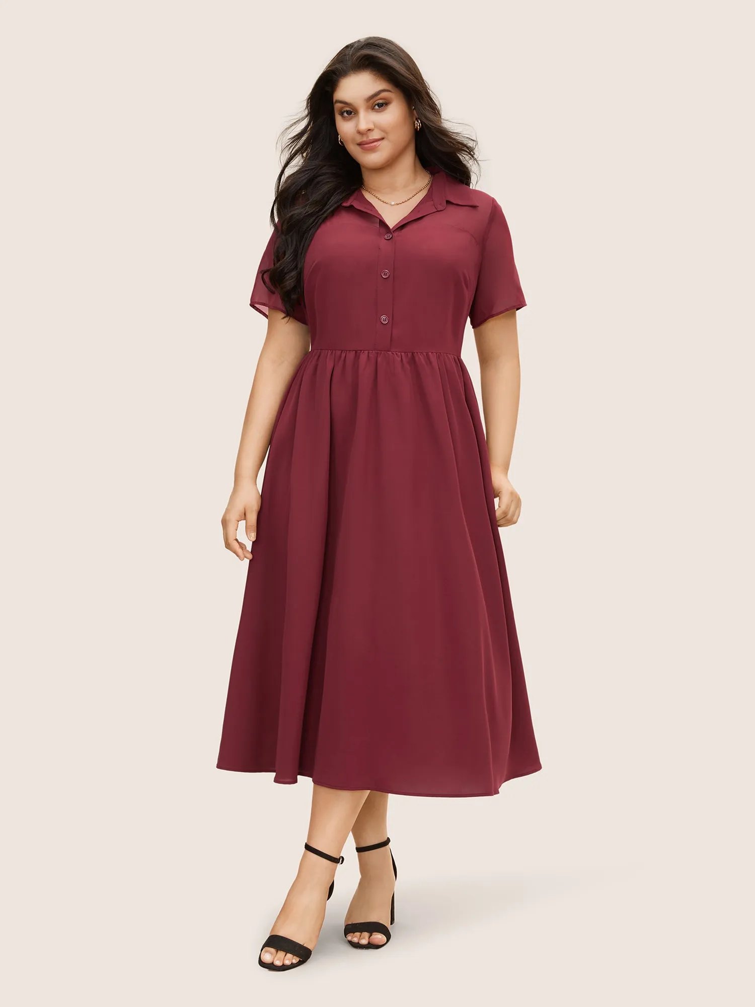 Chiffon Spliced Shirt Midi Dress sold by Bloomchic product image thumbnail 3